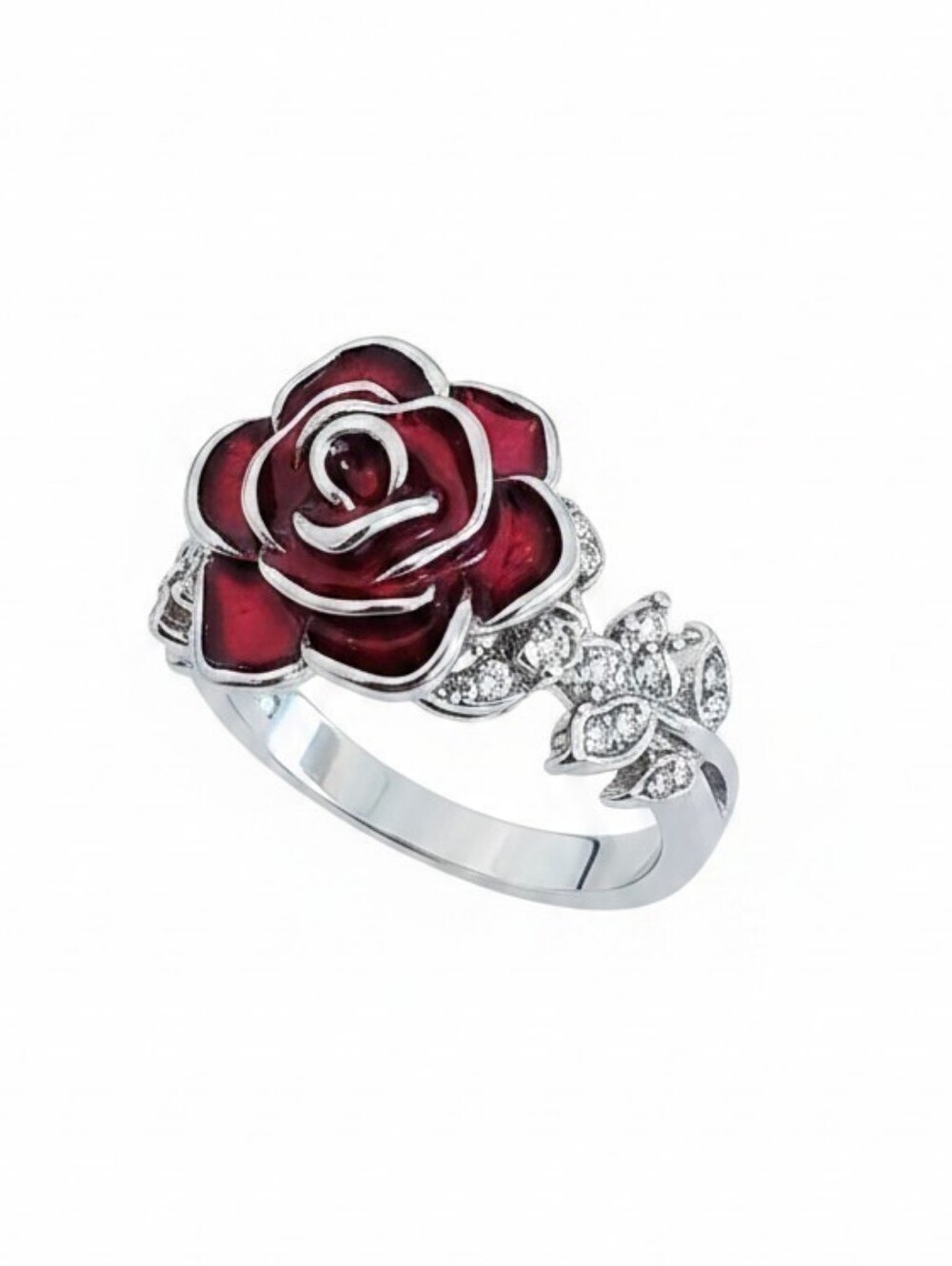 Sassified BOUTIQUE NWTV Red Rose Enamel Statement Ring .